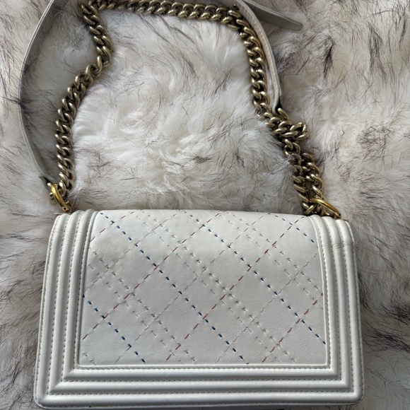Chanel Medium Boy Bag White leather - Picture 4 of 5